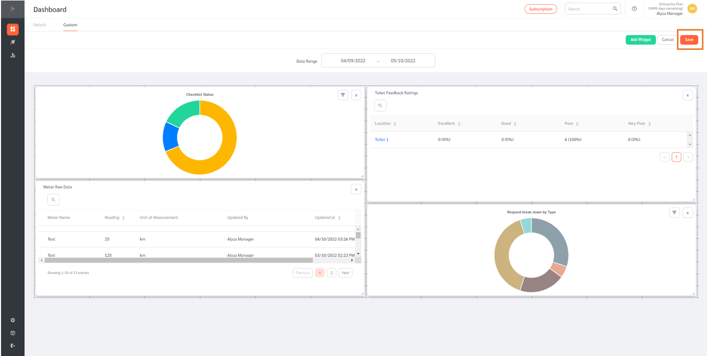 Custom Dashboard - FacilityBot - Facilities Management Software