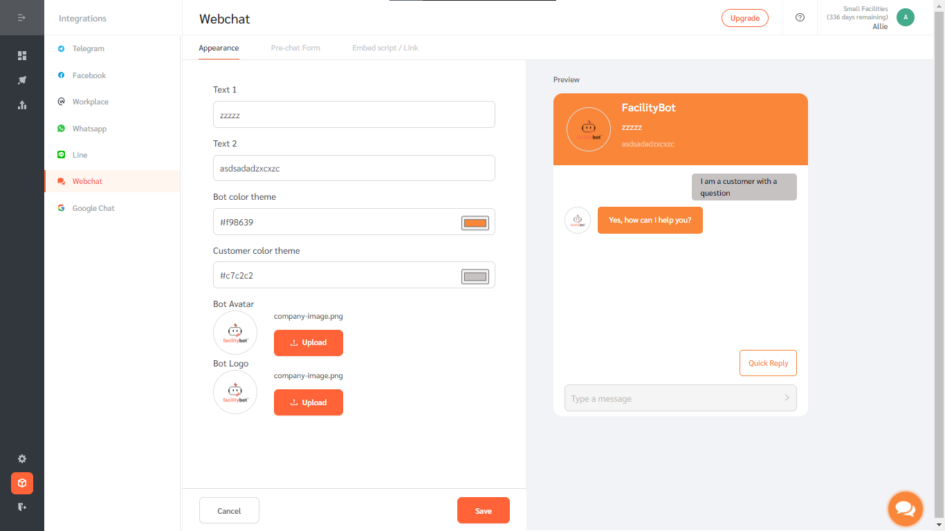 Setting Up Messaging Channels - FacilityBot - Facilities Management ...